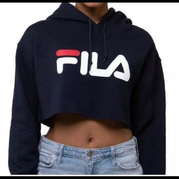 Fila Tops - FILA Navy blue cropped sweatshirt hoodie size M